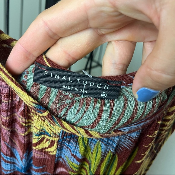 Final Touch Tropical Leaf Print Boho Jumpsuit size Medium - Picture 7 of 9